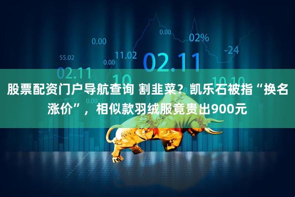 股票配资门户导航查询 割韭菜？凯乐石被指“换名涨价”，相似款羽绒服竟贵出900元