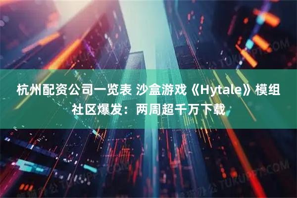 杭州配资公司一览表 沙盒游戏《Hytale》模组社区爆发：两周超千万下载